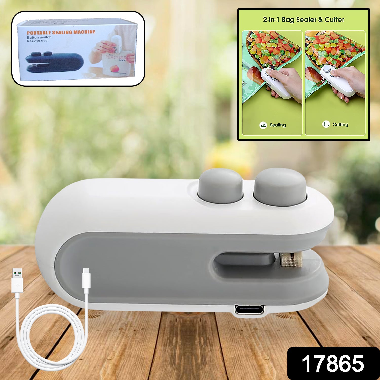 17865 Mini Bag Sealer, 2 in 1 Seal & Cutter Heat Sealers, TYPE-C USB Charging Portable Bag Reseller, Handle Food Sealer, Sealing Machine for Food Storage Plastic Bags Snacks Keep Food Fresh 17865 Mini Bag Sealer, 2 in 1 Seal & Cutter Heat Sealers, TYPE-C USB Charging Portable Bag Reseller, Handle Food Sealer, Sealing Machine for Food Storage Plastic Bags Snacks Keep Food Fresh